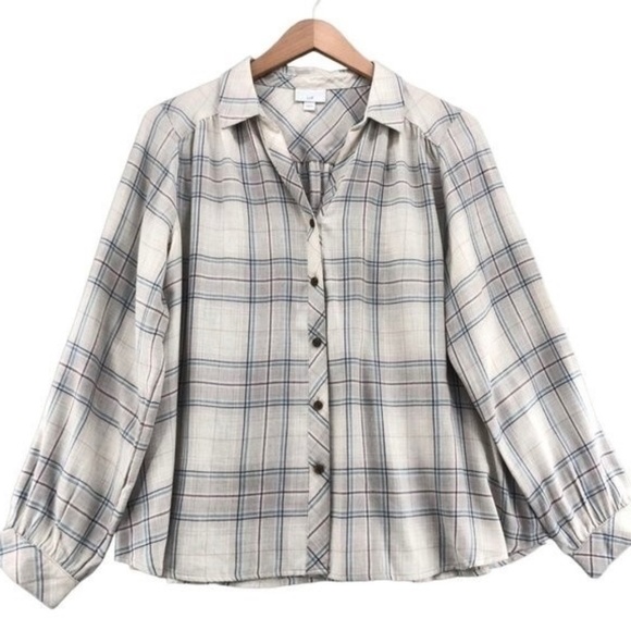 J. Jill plaid soft flannel button down top - Picture 1 of 9